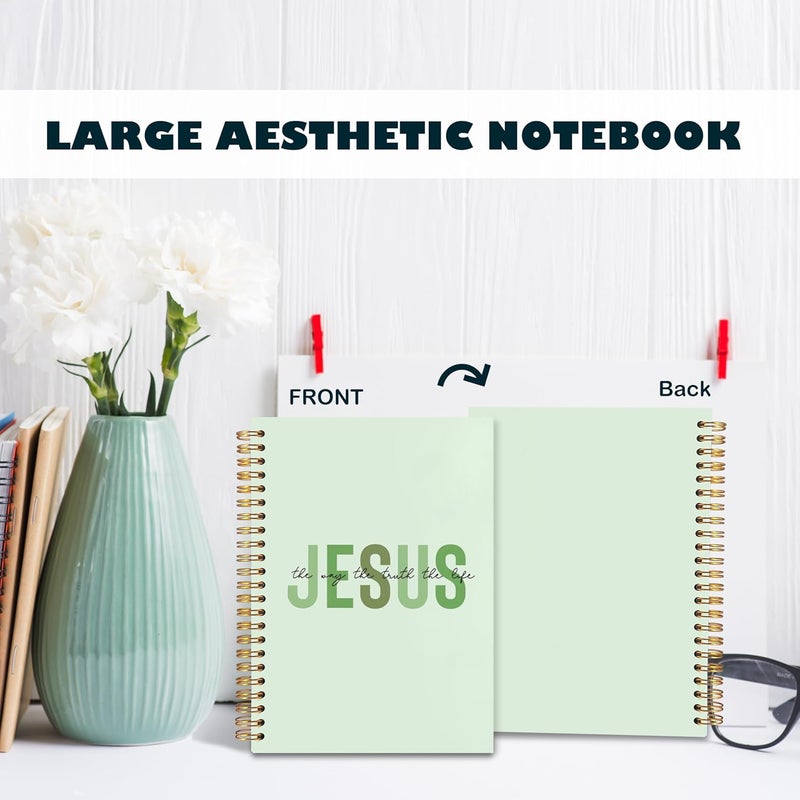BearCake Boho Christian Notebook Journal, Christian Gifts for Women, Bible Notebooks for Note Taking, Bible Journaling Notebook, Jesus the Way the Truth the Life Hardcover Spiral Notebook 5.5x8.3 green - Image 4